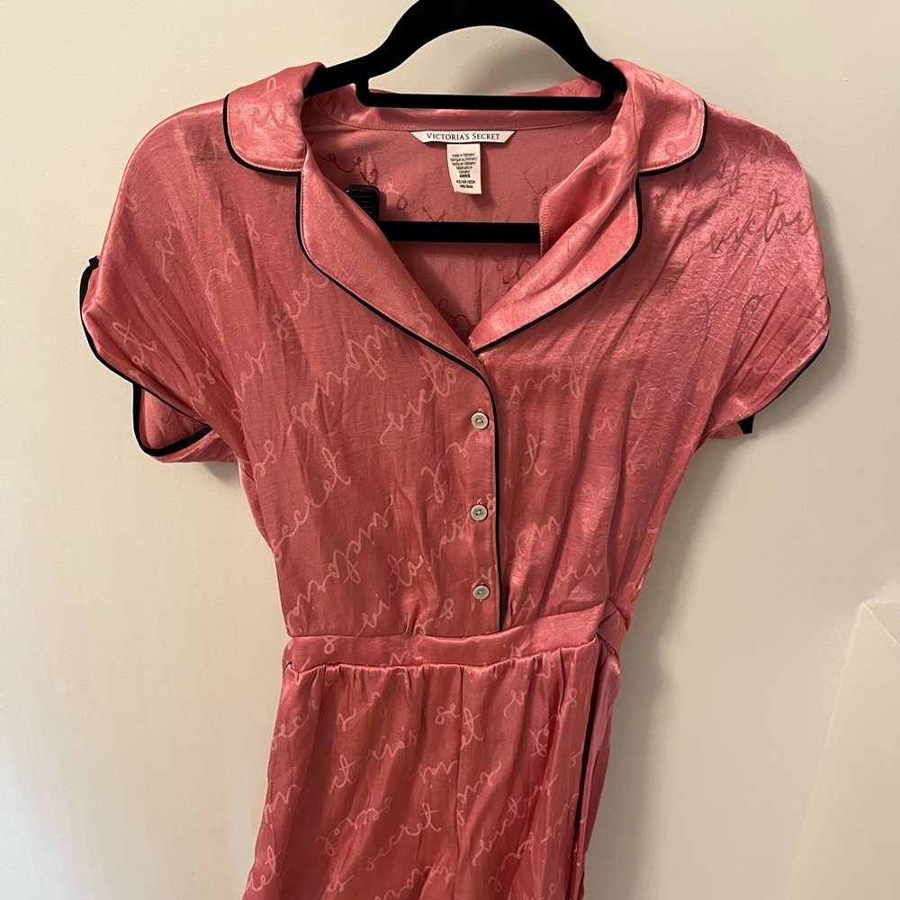 Victoria's Secret Pink Pajama Romper with Black Accents